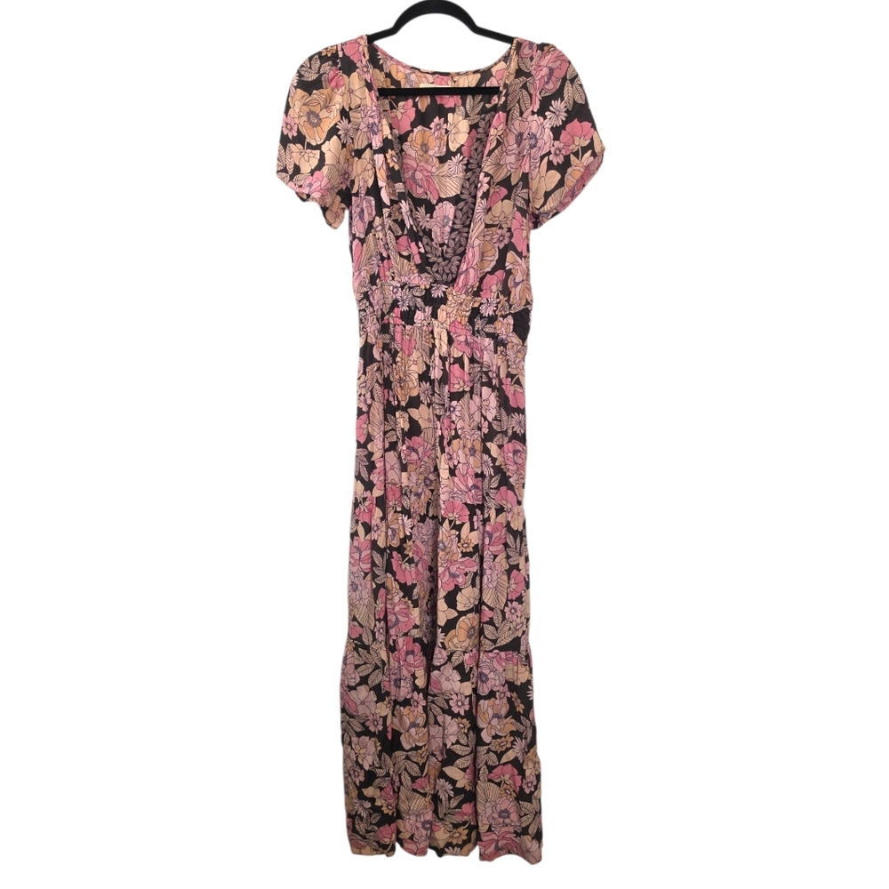 Natural Life Bella Floral Maxi Dress Tiered Ruffle Pink Floral Size Small - Picture 2 of 10